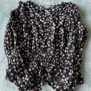 American Eagle Outfitters Black Floral Blouse